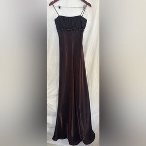 Betsy & Adam Dark Brown Prom Dress